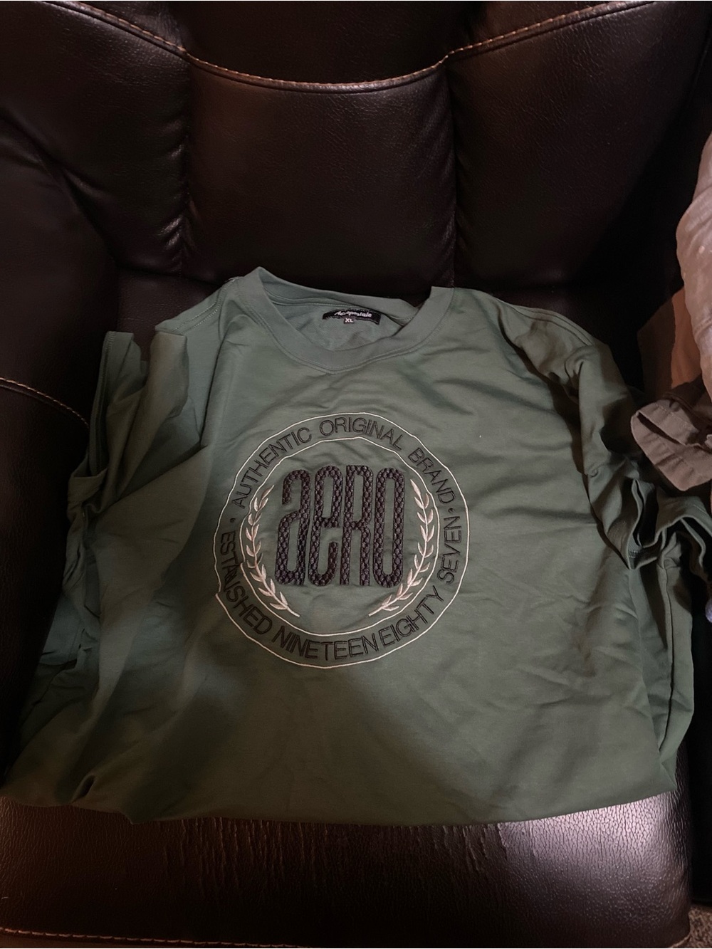 Aeropostale Olive Green Long Sleeve Logo Tee